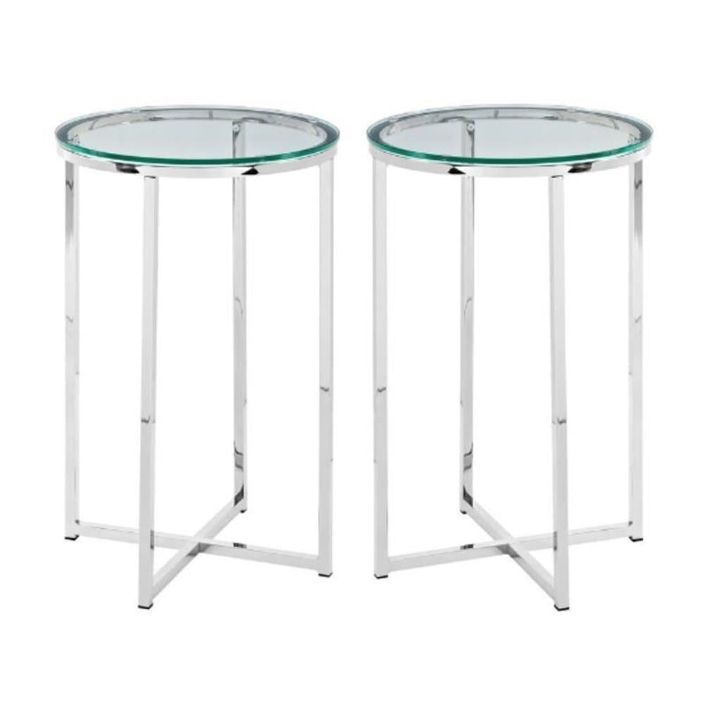 Cora Chrome & Glass Dual Urban End Table Set