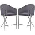 thumbnail image 1 of Home Square Gray Velvet Counter Stool with Chrome Metal Legs - Set of 2, 1 of 6