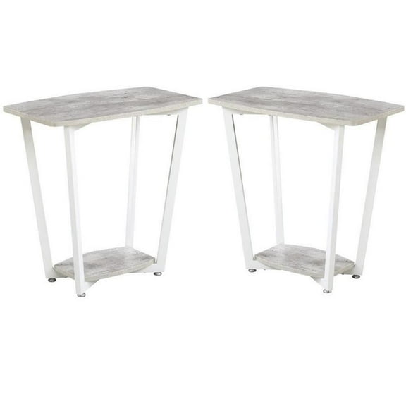 Home Square Graystone End Table in Gray and White Wood Finish - Set of 2