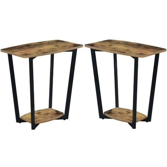 Home Square Graystone End Table with Shelf in Nutmeg Wood Finish - Set of 2