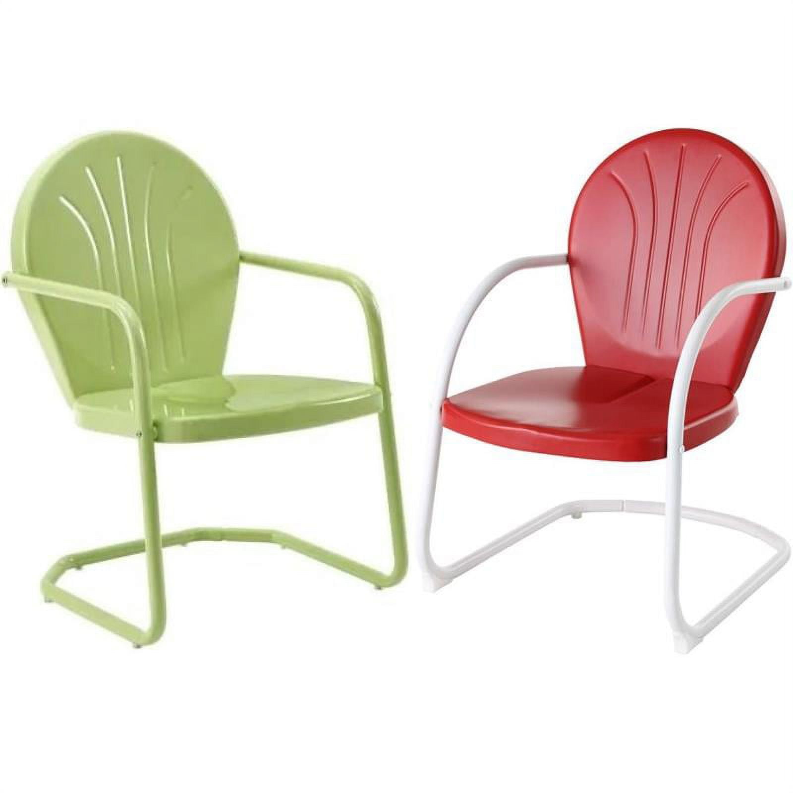 Home Square Griffith 2 Piece Metal Patio Chair Set in Key Lime and