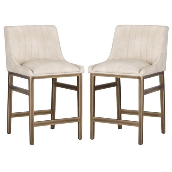 Home Square Halden 25.5" Counter Stool in Cream/Rustic Bronze - Set of 2