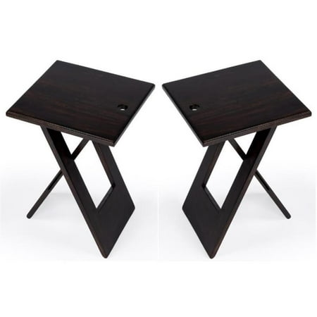 Home Square Hammond Mango Wood Folding Table in Coffee - Set of 2
