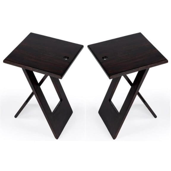 Home Square Hammond Mango Wood Folding Table in Coffee - Set of 2