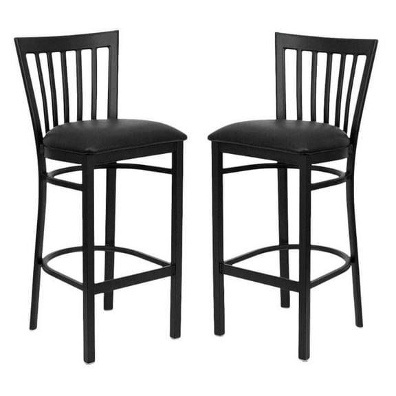 Home Square Hercules 29" School House Metal Bar Stool in Black - Set of 2