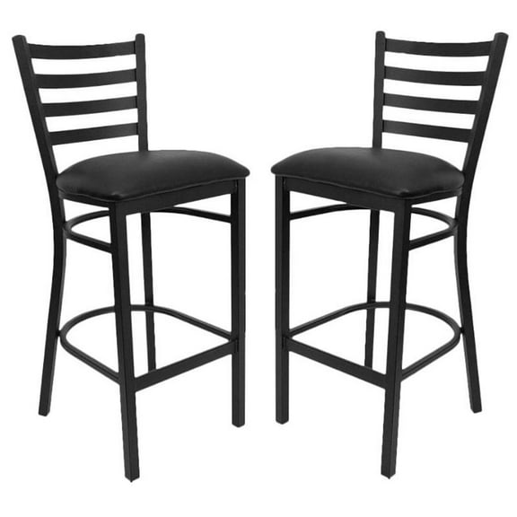 Home Square Hercules 31" Ladder Back Metal Bar Stool in Black - Set of 2