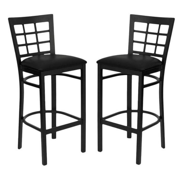 Home Square Hercules Series 31" Metal Bar Stool in Black - Set of 2
