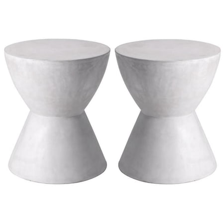 Home Square Indoor Contemporary Concrete Round End Table, White