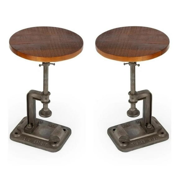 Home Square Industrial Chic Adjustable Accent Table - Set of 2