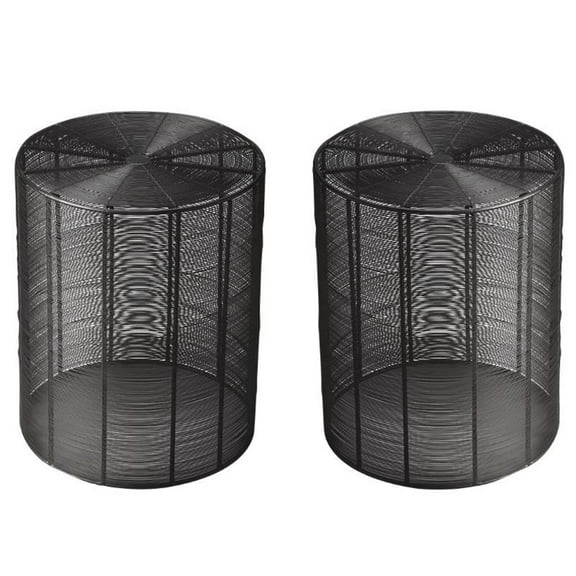 Home Square Industrial Chic End Table in Iron Cage - Set of 2