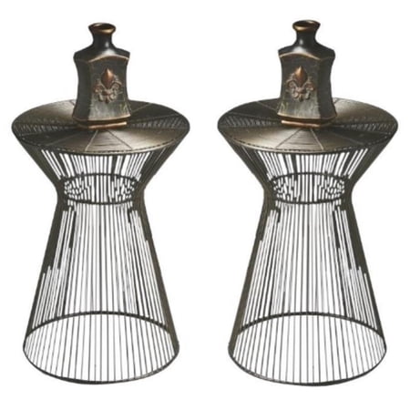 Home Square Iron Frame Accent Table in Black Finish - Set of 2