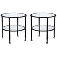 thumbnail image 1 of Home Square Jaymes Round Glass Top Metal End Table in Black - Set of 2, 1 of 8