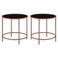 thumbnail image 1 of Home Square Keefer Contemporary Black Glass Top Side Table in Red - Set of 2, 1 of 5