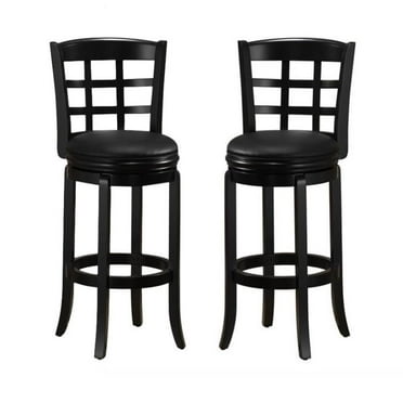 Home Square Kyoto 29" Swivel Bar Stool in Black Finish - Set of 2