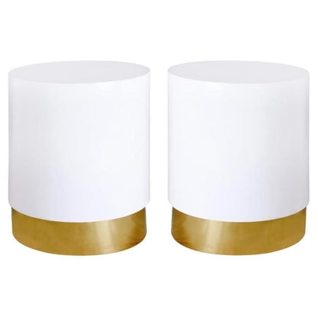 Home Square Lacquer Metal End Table with Durable Gold Base - Set of 2