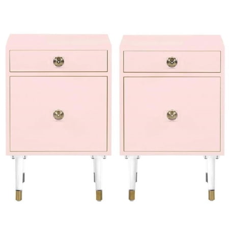 Home Square Lia Accent Table in Matte Pink & Acrylic - Set of 2