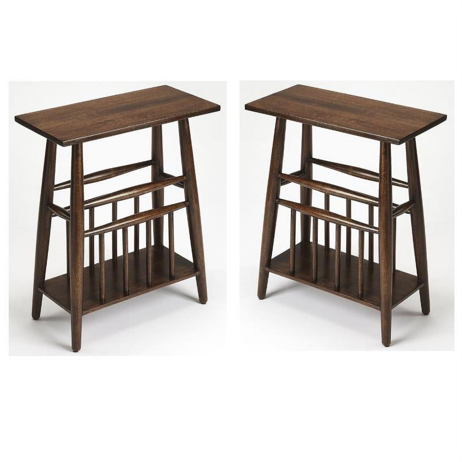 Home Square Magazine Rack End Table in Dark Brown - Set of 2 - Walmart.com