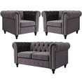 thumbnail image 1 of Home Square 3 Piece cMavi Velvet Living Room Furniture Set, Modern, Gray, 1 of 9
