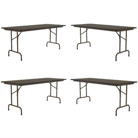 Home Square Melamine Top Folding Table in Walnut Finish - Set of 4