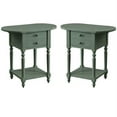 thumbnail image 1 of Home Square Mendez Wood Drop-Leaf Side Table in Antique Teal - Set of 2, 1 of 6
