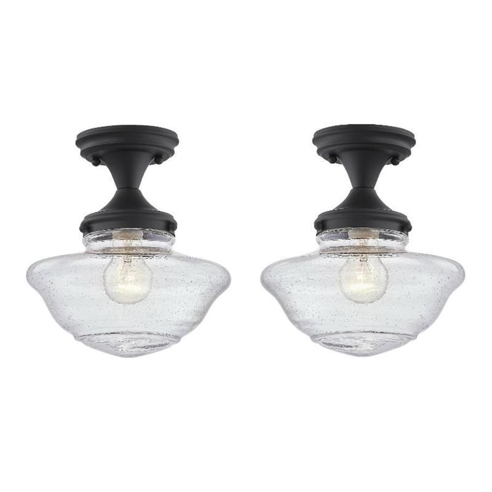 Home Square Metal Ceiling Light in Matte Black Finish - Set of 2