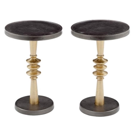 Home Square Metal Scatter Table in Brass and Bronze - Set of 2