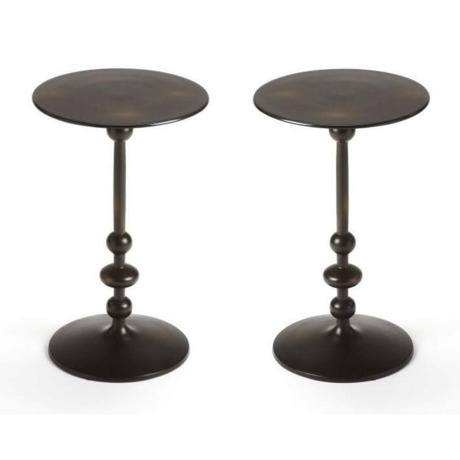 Home Square Metalworks Zora Pedestal End Table in Black Iron Set of 2