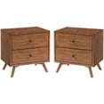 thumbnail image 1 of Home Square Mid-Century Modern 2 Drawer Nightstand in Cinnamon - Set of 2, 1 of 6