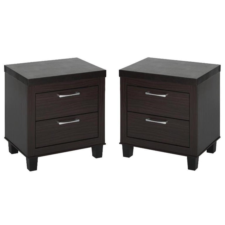 tobacco nightstand Home Square Mid Century Modern 2 Drawer Nightstand in Tobacco - Set of 2