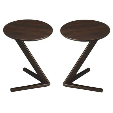 Home Square Modern Accent Table in Dark Walnut Finish - Set of 2