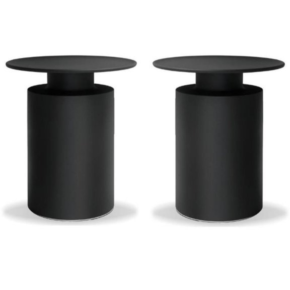 Home Square Modern Aluminum End Table Powder Coated in Matte Black - Set of 2