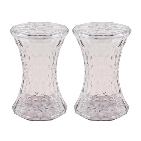 Home Square Modern Diamond Shape Transparent Plastic Clear End Table - Set of 2