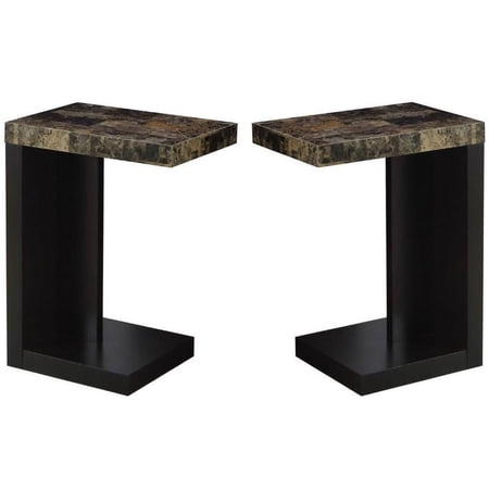 Home Square Modern End Table in Cappuccino Finish - Set of 2