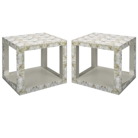 Home Square Modern MDF Wood Side Table in Light Gray - Set of 2