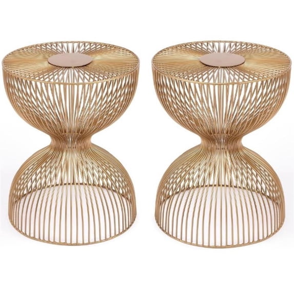 Home Square Modern Metal End Table in Gold Finish - Set of 2