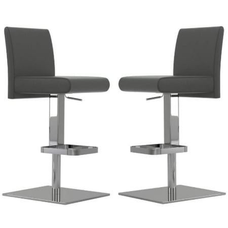 Home Square Modern Metal Italian Adjustable Bar Stool in Gray - Set of 2