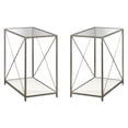 thumbnail image 1 of Home Square Modern Metal and Glass End Table in Pearl Oak - Set of 2, 1 of 10