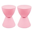 thumbnail image 1 of Home Square Modern Plastic Ribbed Round End Table in Pink - Set of 2, 1 of 9
