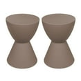 thumbnail image 1 of Home Square Modern Plastic Ribbed Round End Table in Taupe - Set of 2, 1 of 9