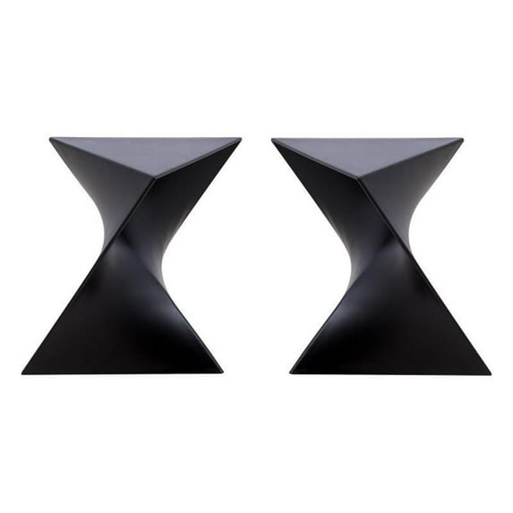 Home Square Modern Triangle End Table in Black Finish - Set of 2
