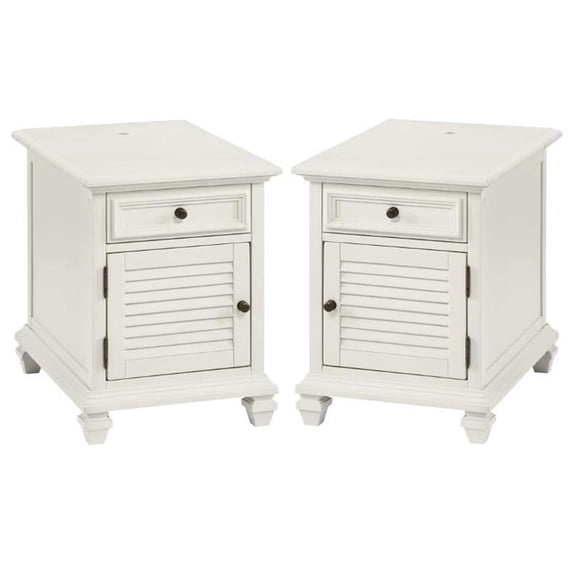 Home Square Modern Wood Storage End Table in White - Set of 2