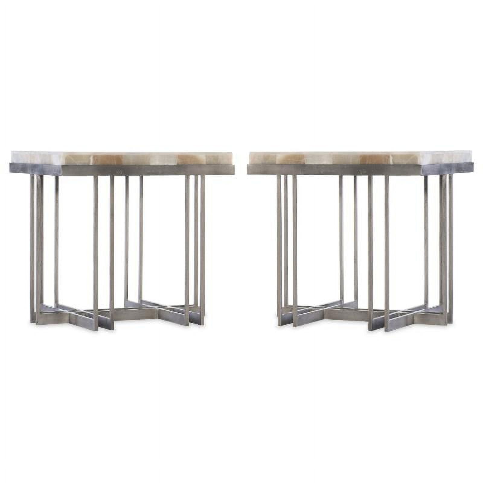 Home Square Mona Onyx Top End Table in Pewter Finish - Set of 2 - Walmart.com