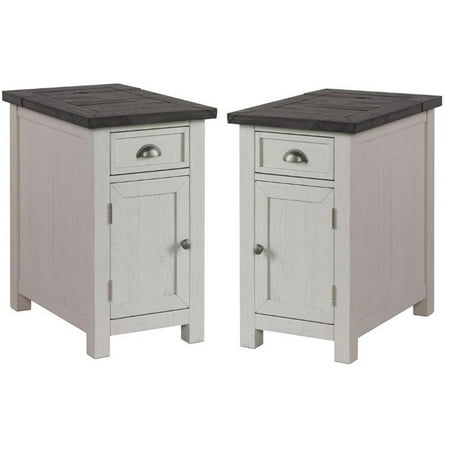 Home Square Monterey Chairside Table in White and Gray - Set of 2