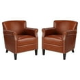 thumbnail image 1 of Home Square Nail Head Trim Faux Leather Club Chair in Caramel - Set of 2, 1 of 9