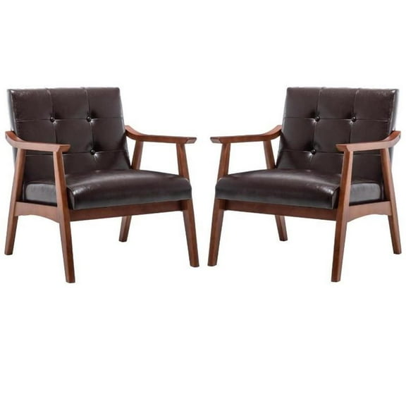 Home Square Natalie Furniture Accent Chair in Espresso - Set of 2