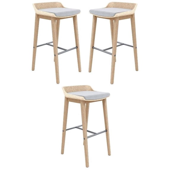 Home Square Olio Designs Della 30" Wooden Bar Stool in Almond/Latte - Set of 3