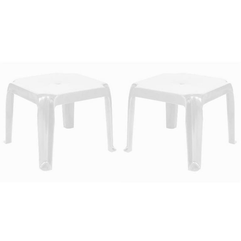 Home Square Outdoor Stackable Resin Patio Side Table in White