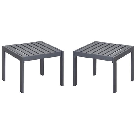 Home Square Outdoor Side Table in Gray Gunmetal Finish - Set of 2