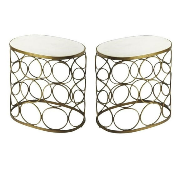 Home Square Oval End Table in Metalworks - Set of 2