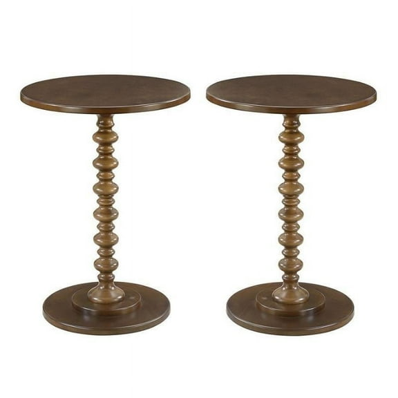 Home Square Palm Beach Spindle Table in Espresso Wood Finish - Set of 2
